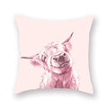 Floral Animal Painting Pillowcase Pink Cat Dog Llama Sofa Cushion Cover Home Decor