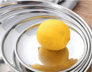 Axya Stainless Steel Round Steak Plate Tray with Hairline Finish Mirror Steak Tray BBQ Tableware