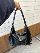 Axyaa Black Leather Multi-Purpose Shoulder Bag - Stylish College Commuter Handbag