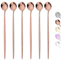 Axyaa Stainless Steel Rose Gold Long Handle Ice Tea Coffee Stir Spoon Set