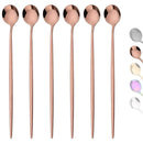 Axyaa Stainless Steel Rose Gold Long Handle Ice Tea Coffee Stir Spoon Set