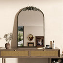 Baroque Brass Mirror with Flower Relief Frame Decor by Axyaa for Entryway & Bathroom