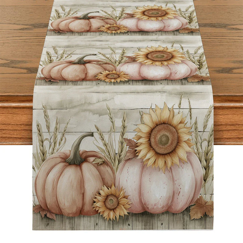 Axyaa Pumpkin Table Runner | Farmhouse Kitchen Decor & Holiday Party Table Setting