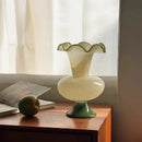 Cream Green Lily Flower Mouth Base Wind Lamp Vase by Axyaa.