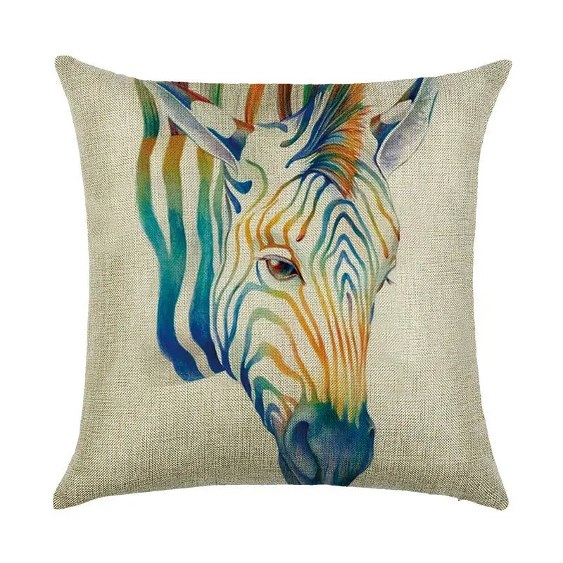 Axyaa Animal Linen Pillowcase for Bedroom Sofa Chair - Decorative Cushion Cover