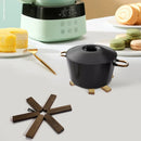 Axyaa Wood Insulated Pot Cushion: Creative Walnut Plate Mat for Kitchen Bowls.
