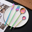 Axyaa 24-Piece Stainless Steel Cutlery Set - Matte Silver Western Flatware Tableware