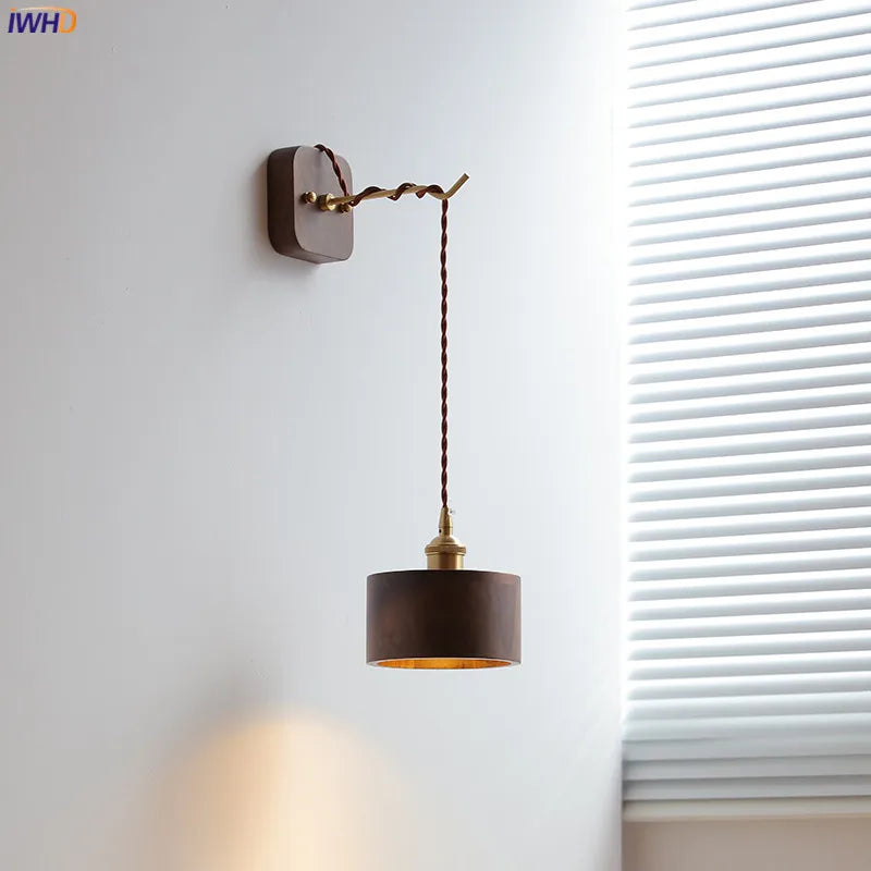 Axyaa Walnut Wooden LED Wall Lights Fixture Modern Indoor Lighting Nordic Wandlamp