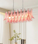 Axyaa Murano Glass Petal Shade Chandelier - White Pink Pendant Light