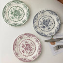 Axya Ceramic Dinner Plate with Hand-painted Rose Print - Vintage Western Steak Tableware