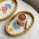 Axyaa Rattan Shell Inlaid Storage Basket: Light Luxury Tray for Living Room and Entrance