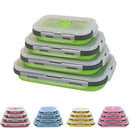 Axyaa Foldable Silicone Lunch Box Set - Microwave Safe & Portable