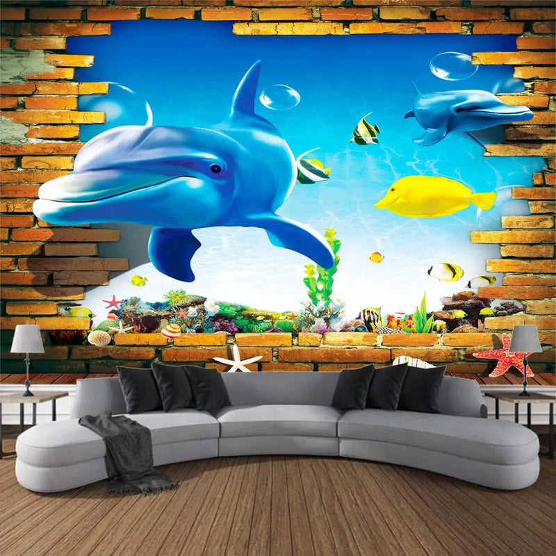 Axyaa Undersea Print Tapestry for Psychedelic Room Decoration & Ocean Wall Hanging