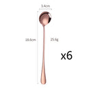 Axyaa Stainless Steel Dessert Spoon Set Swizzle Stir Long Handle Cutlery