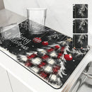 Axyaa Christmas Tree Fir Absorbent Draining Mat for Quick Drying in Kitchen and Bathroom