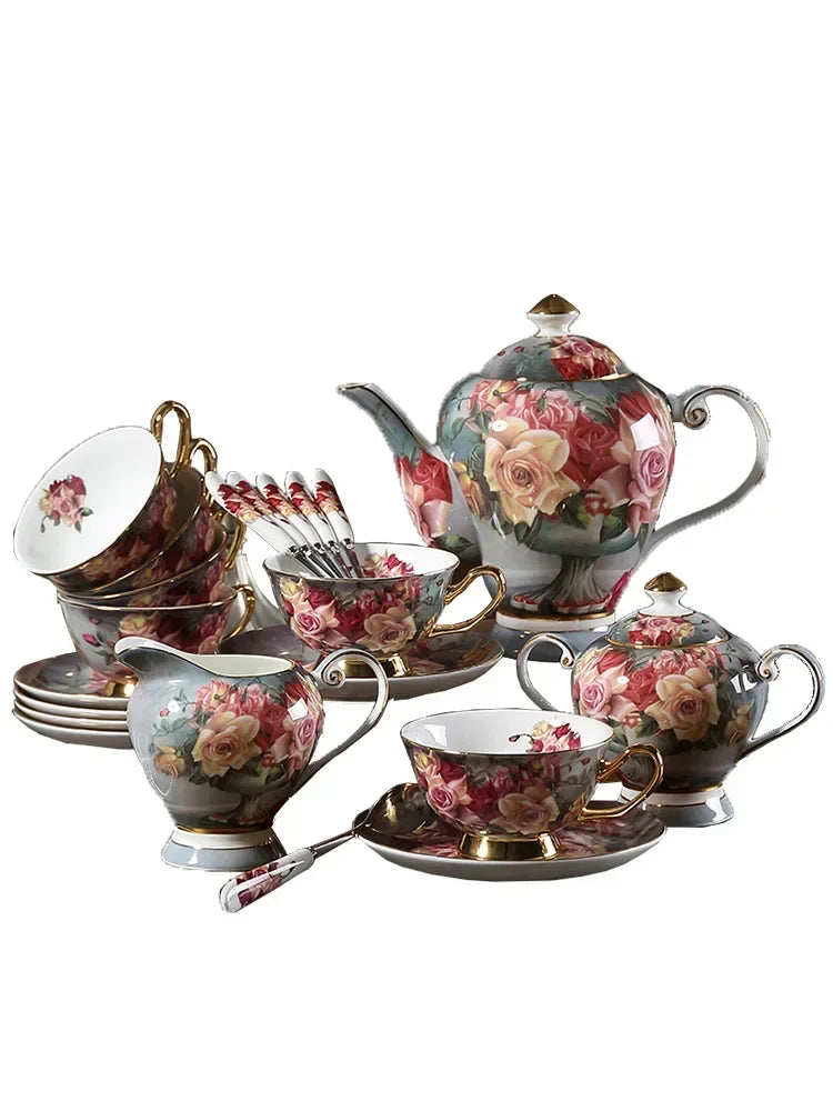 Axya Porcelain Tea & Coffee Set: Classic European Style for Afternoon Tea & Coffee Time