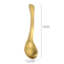 Axyaa Stainless Steel Long Handle Soup Ladle Golden Rice Spoon Kitchen Tableware