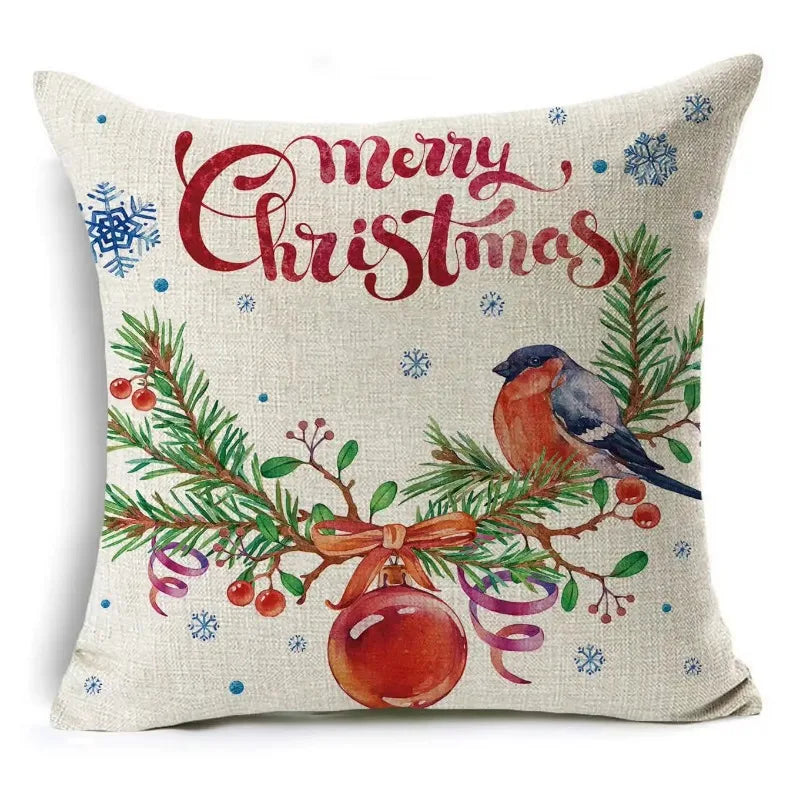 Axyaa Christmas Birds Garland Cushion Cover