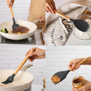 Silicone Wood Handle Gray Kitchen Utensils Set by Axyaa