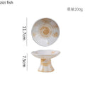 Axyaa Ceramic Dessert Plate Set of 2 High Foot Sushi Snack Tableware