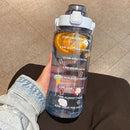 Axyaa Portable Straw Water Bottle with Time Marker - Large Capacity for Sports and Fitness