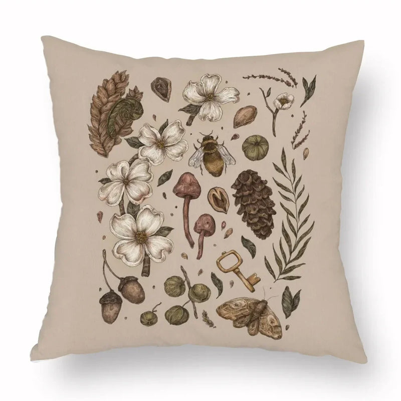 Axyaa Retro Flower Fox Pillowcase in Peach Skin Velvet.