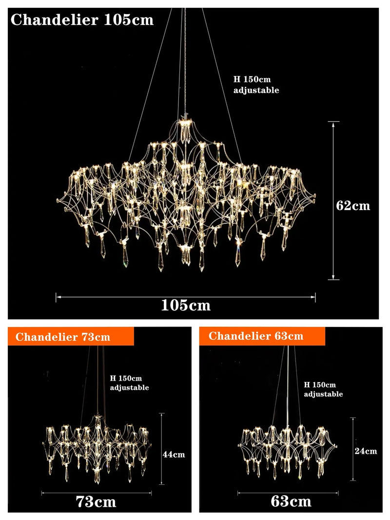 Axyaa Crystal Chandelier: Luxury Modern Living Room Ceiling Light