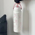 Axyaa Pink Ribbon Bow Thermos Stainless Steel Water Bottle with Straw Lid
