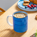 Axyaa 6-Piece Mix-Blue Ceramic Mug Set Spirals Design, 480ml Tea Coffee Drinkware