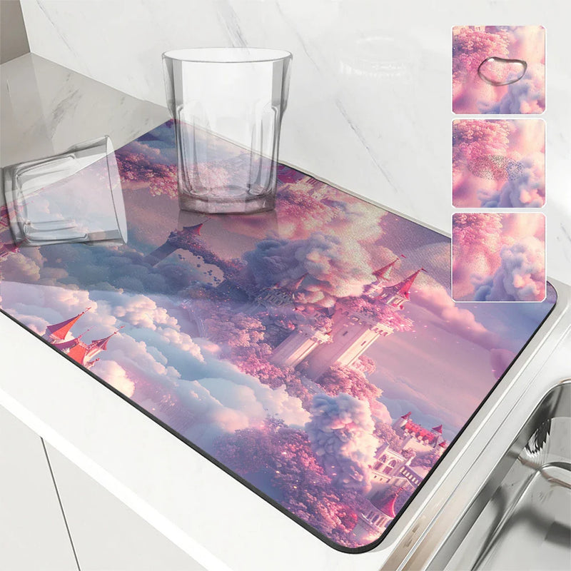 Sky Cloud Castle Absorbent Drying Mat by Axyaa - Table Decoration & Accessories