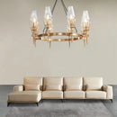 Axyaa Gold Lustre Glass Chandelier: Luxe Pendant Lighting for Living Room, Dining Room, Bedroom