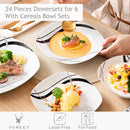 Axyaa 36-Piece Porcelain Ceramic Black Line Kitchen Tableware Set