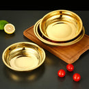 Axyaa Round Gold Stainless Steel Storage Tray for Kitchen Organization