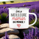 AXYAA Best Mom French Print Enamel Coffee Mug - Home Drinkware Gift