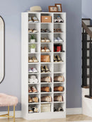 Axyaa 10-Tier Espresso Wooden Shoe Rack with 30 Cubbies, Tall Entryway Organizer