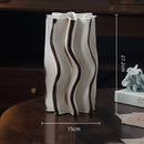 Axyaa Geometric Ceramic Vase Colorful Stripes Flower Arrangement Home Decor