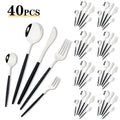 Axyaa Black Gold Stainless Steel Cutlery Set - 40pcs Flatware Dinnerware