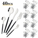 Axyaa Black Gold Stainless Steel Cutlery Set - 40pcs Flatware Dinnerware