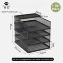 Axyaa Metal File Desk Organizer with Multilayer Tray and Pen Holder