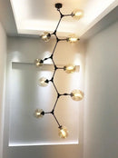 Axyaa Black Gold Molecular Chandelier Light, Big Size Stair Chandeliers
