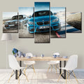 Axyaa Blue Sport Car Canvas Wall Art Set