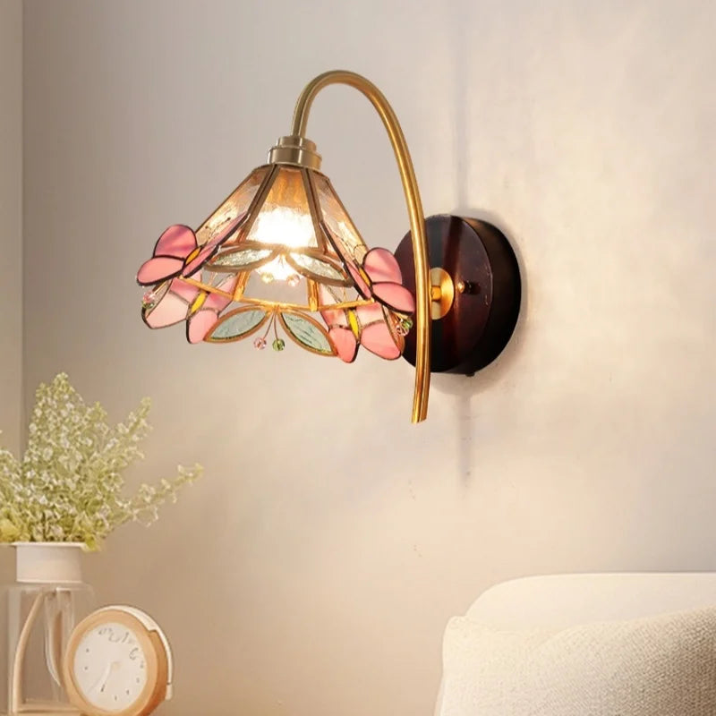 Axyaa Nordic LED Wall Lamp Clear Glass Wood Interior Decor Fixture