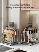 Axyaa Stainless Steel Knife Holder Stand & Utensil Storage Rack