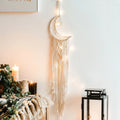 Bohemian Moon Dream Catcher With or Without Light, Macrame Dreamcatcher for Home Decor by Axyaa