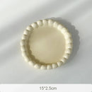 Axyaa Korean Pearl Ceramic Plates - Set of 6/8 inch Luxury Kitchen Tableware