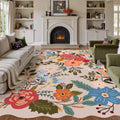 Axyaa Retro Floral Luxury Living Room Carpet - Plush Large Area Rug