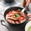 Axyaa Matte Stone Patterned Ceramic Ramen Soup Salad Fruit Noodle Bowl Large Capacity