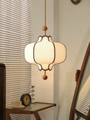 Axyaa Retro Fabric Pendant Light with Circular LED for Dining Room, Wooden Ball Fixtures E27