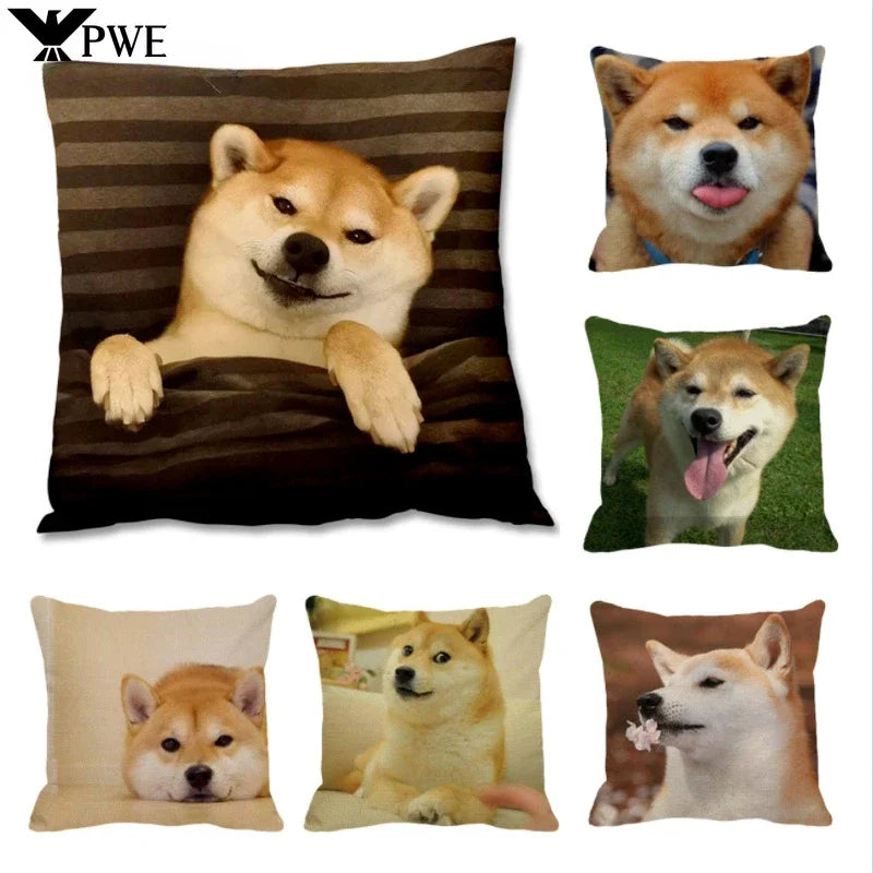 Shiba Inu Cushion Cover by Axyaa: Cute Dog Throw Pillow for Home Decor (45*45cm)