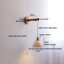 Axyaa LED Wood Wall Lamp with White Ceramic Shade for Indoor Living Room